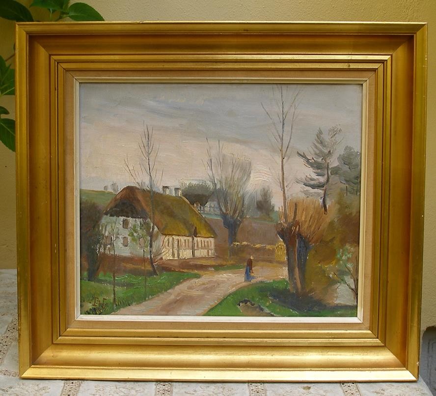Peter Holm (1889) Morning by the Old Thatched Cottage, Ca 1930s.