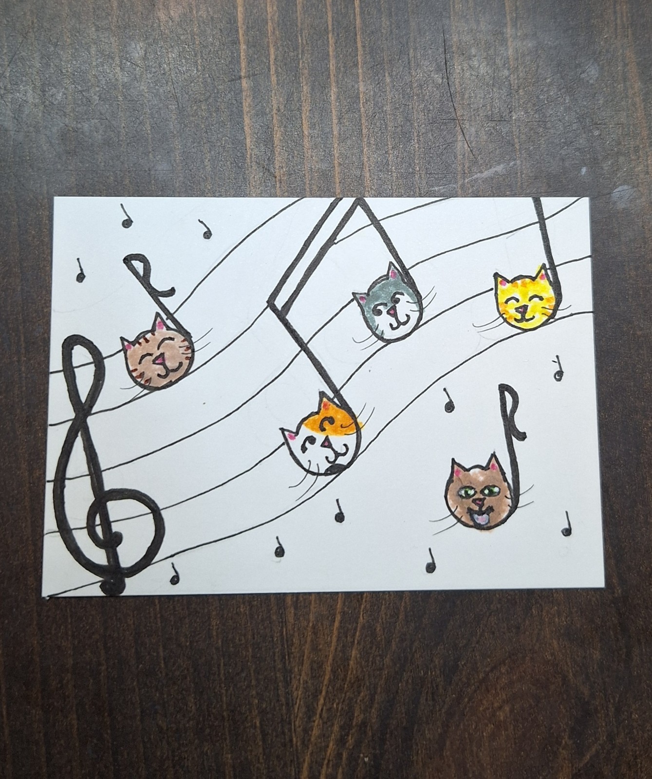 ACEO Original Kitty Cat Miniature Watercolor Painting by Sandrajean Smith