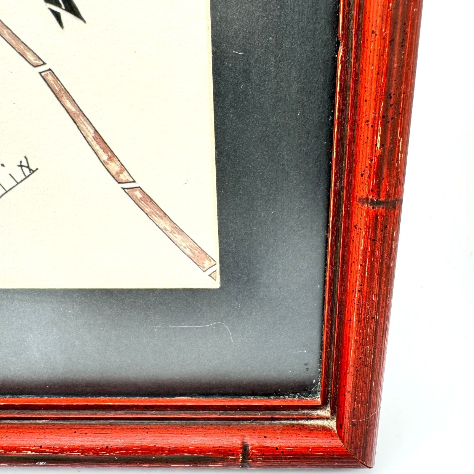 Framed Bird Illustration Signed By Artist Martin Red Bamboo-Style Frame 7.25″