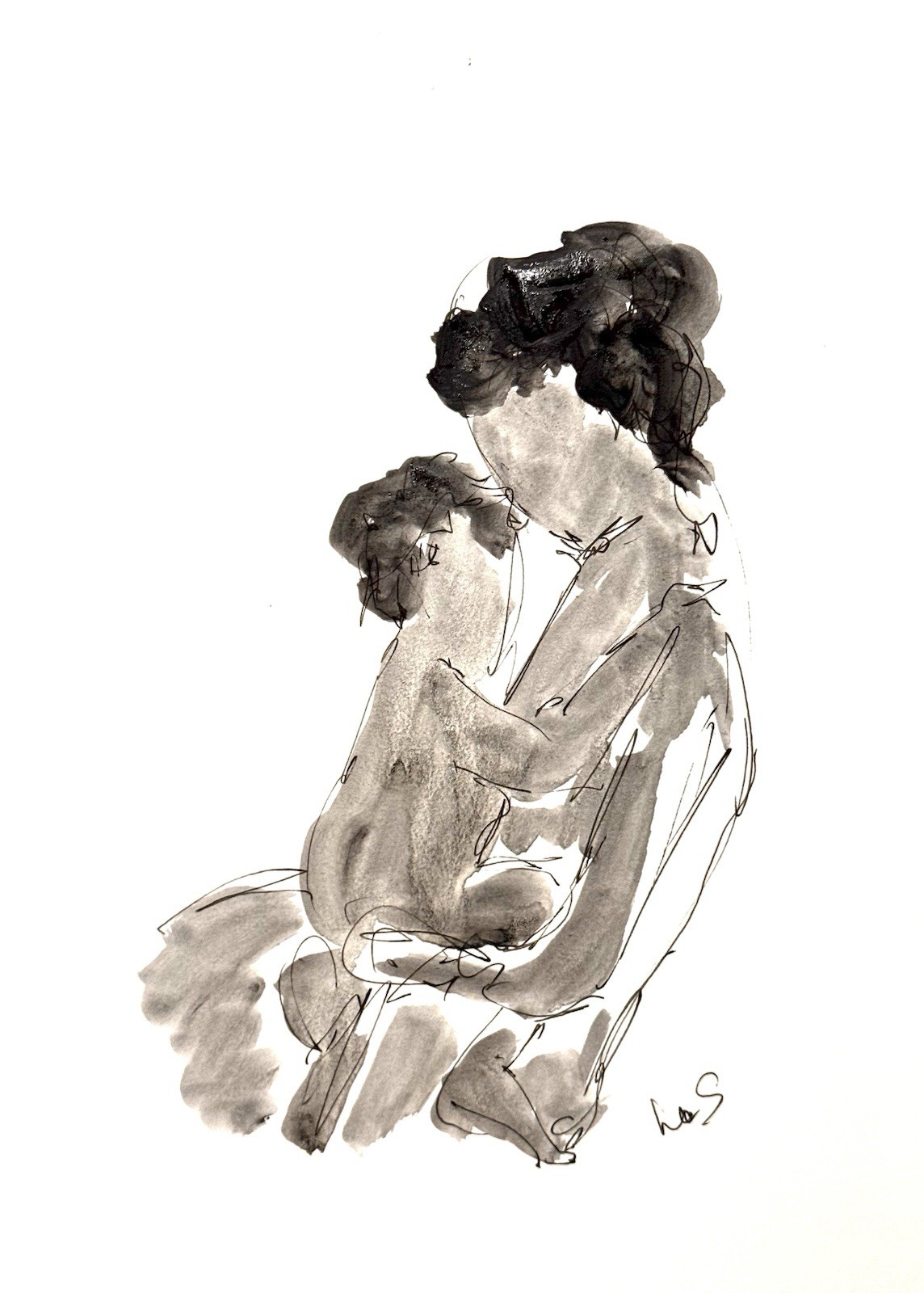 Original Abstract Expressionism 9×12 Mother and Child Mother’s Day Signed 19
