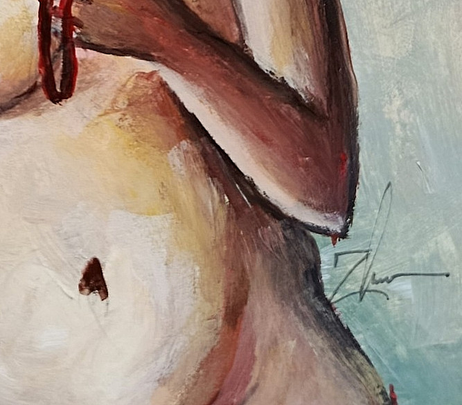 Miniature Acrylic Painting Abstract Expressionist Silent Nude Woman OOAK Art