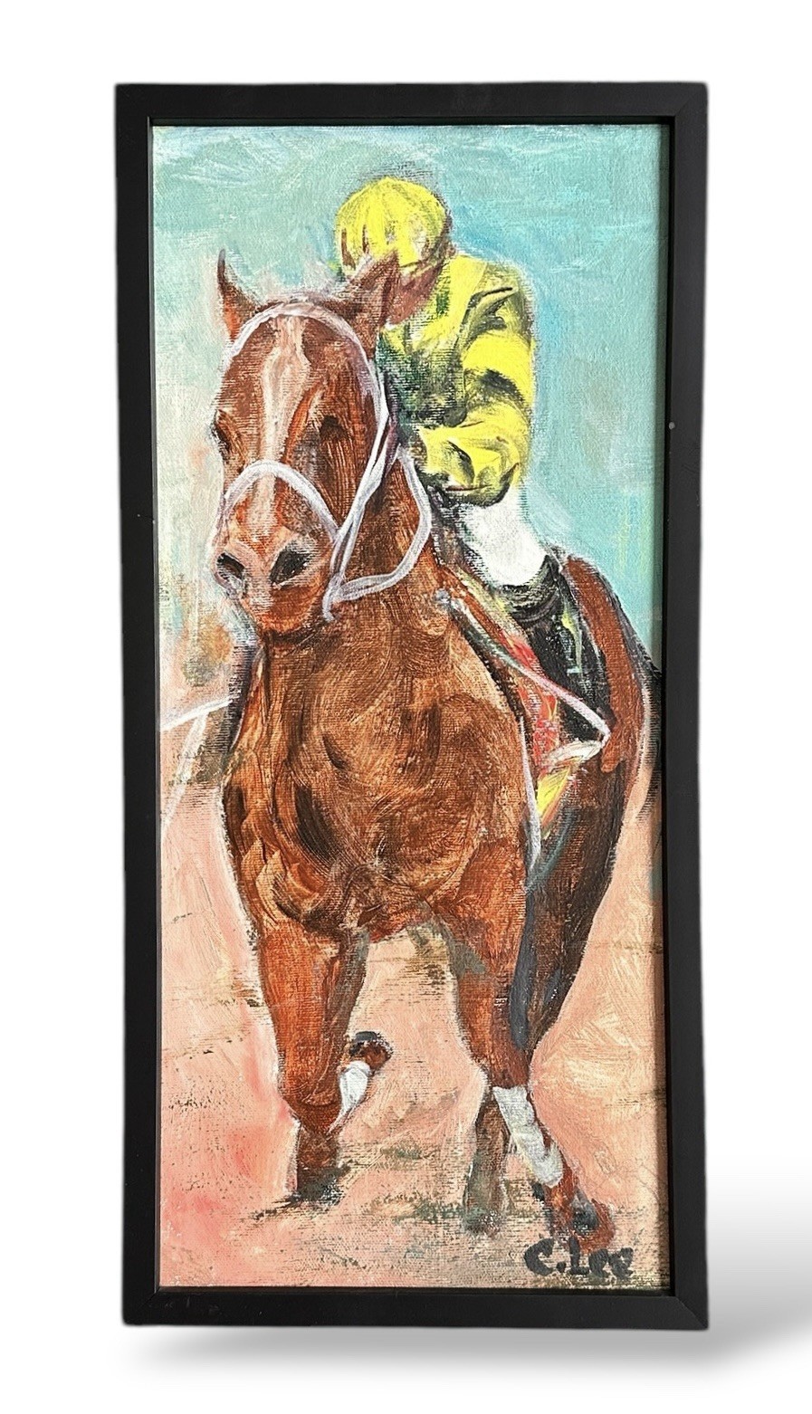 Clifford Lee oil painting of Horse Jockey #2 equestrian Chicago artist
