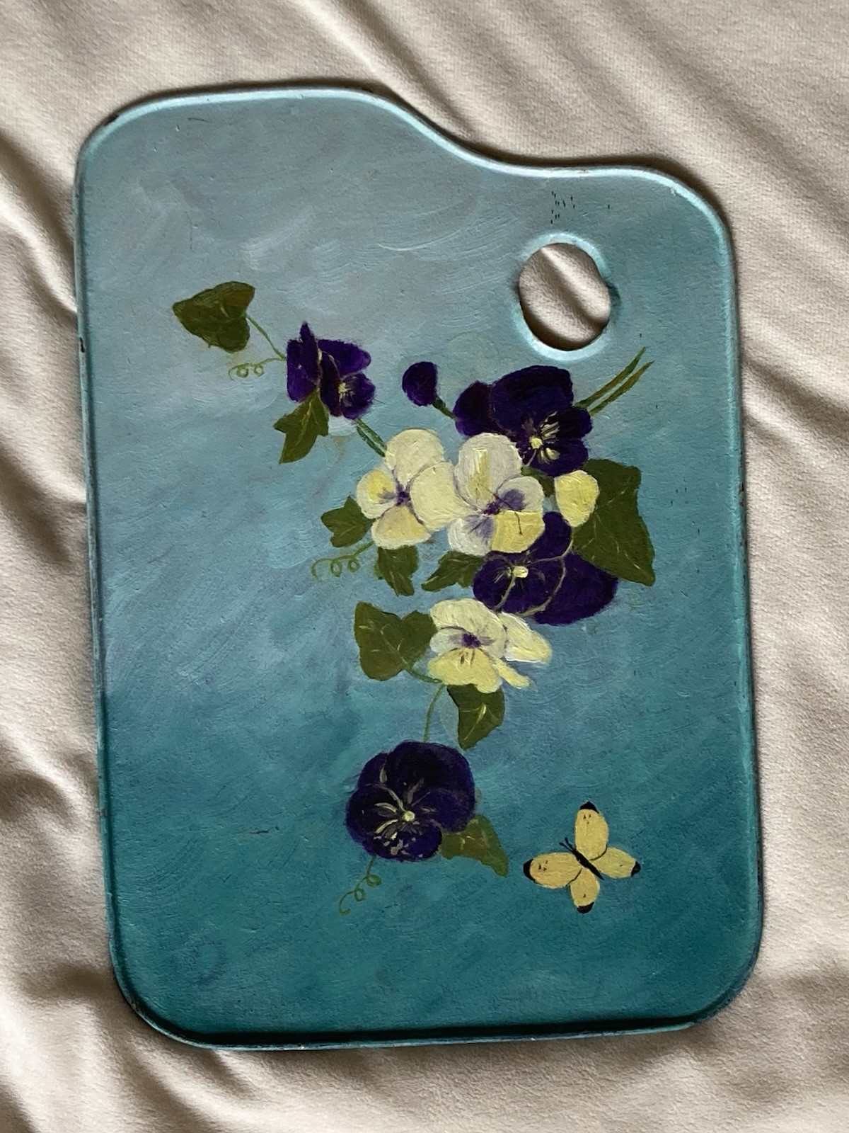VINTAGE Hand Painted Paint Palette Paint Tray Metal