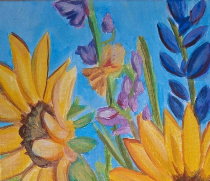 Electric Wild Flowers 12×12 Stretched Canvas