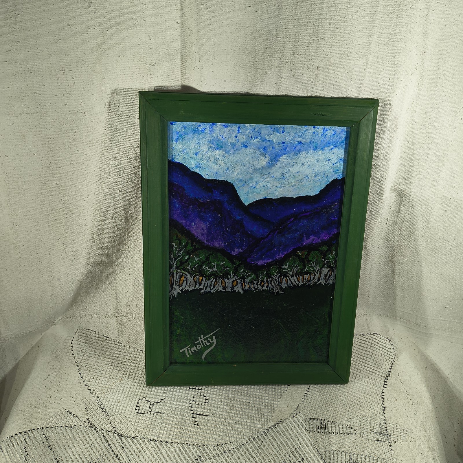 Original Acrylic Painting» Purple Mountains Majesty» 13″ X 18″ By Timothy Design