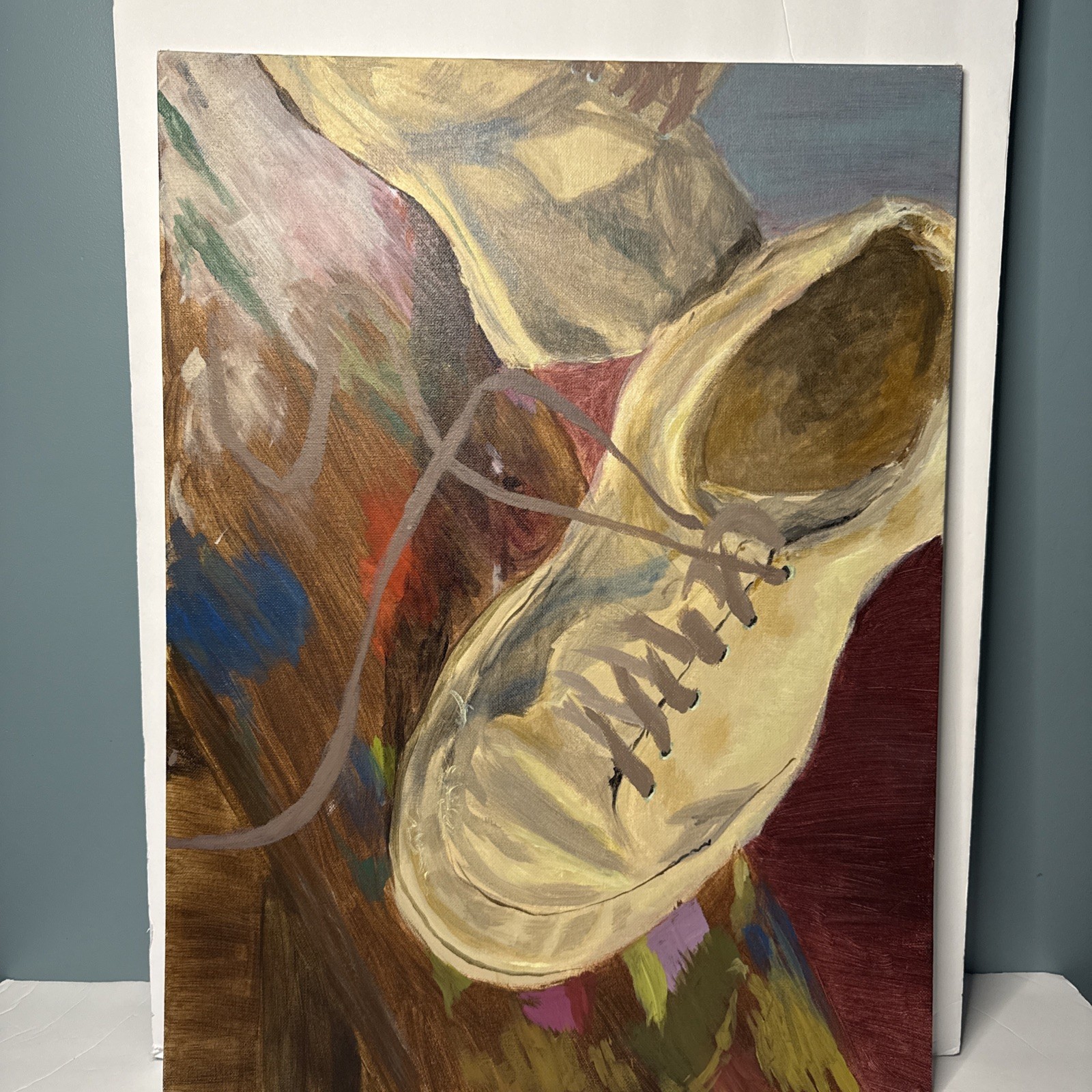 Original Art Sneakers Acrylic Painting 18” X 24” Unframed Shoes