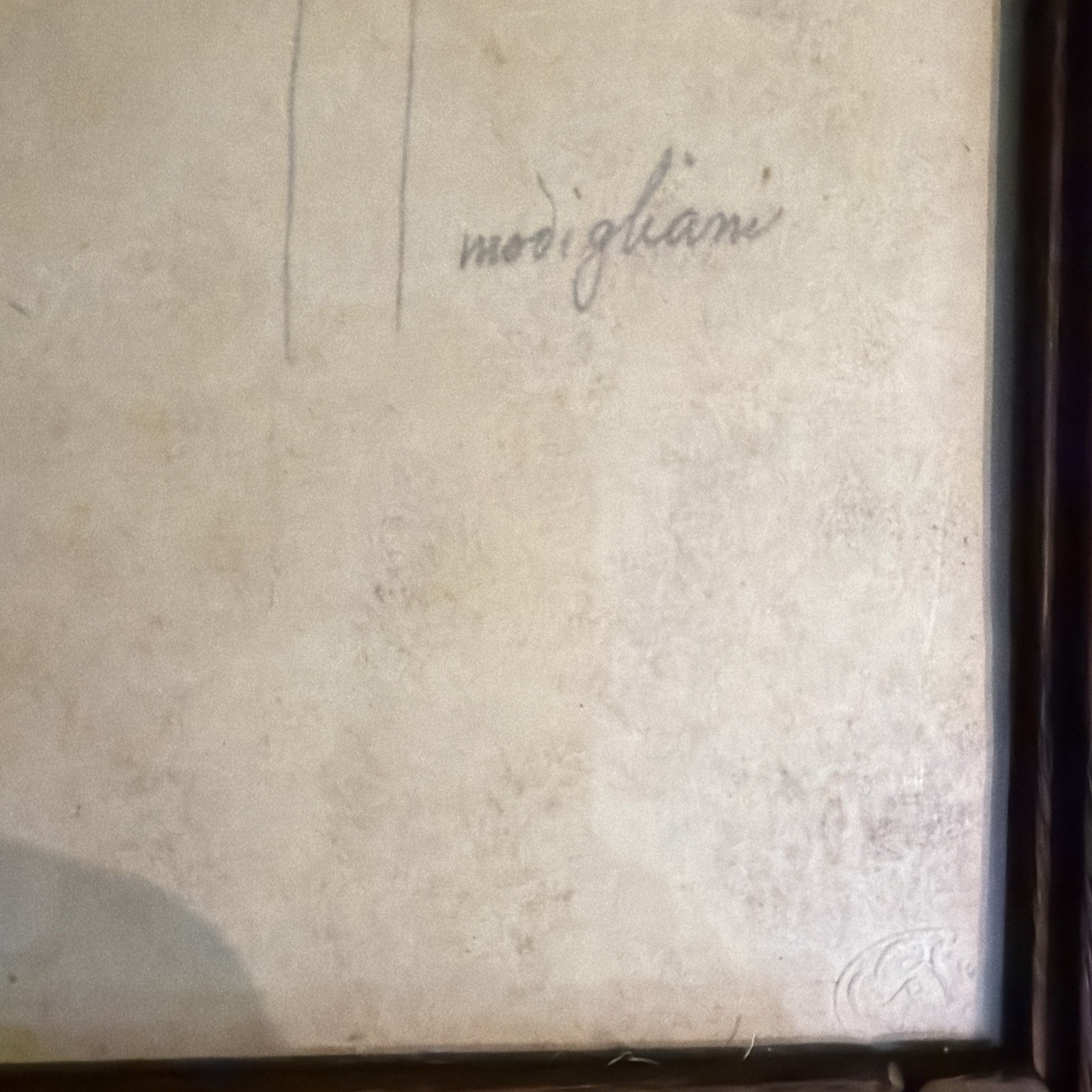 Modigliani Framed Sketch, Signed Copy, Framed With Peacock Emboss, 1963