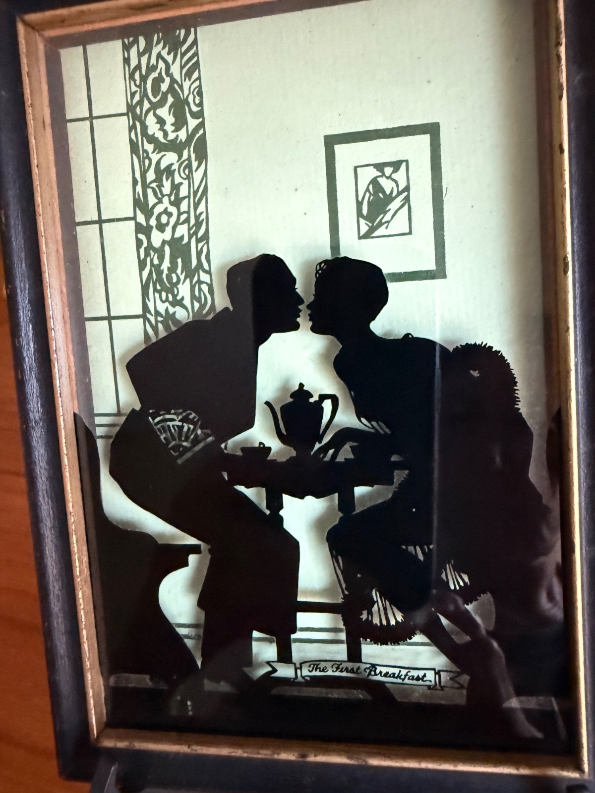 TWO ART DECO Silhouettes Reverse Painted on Glass by BUCKBEE-BREHM 1932