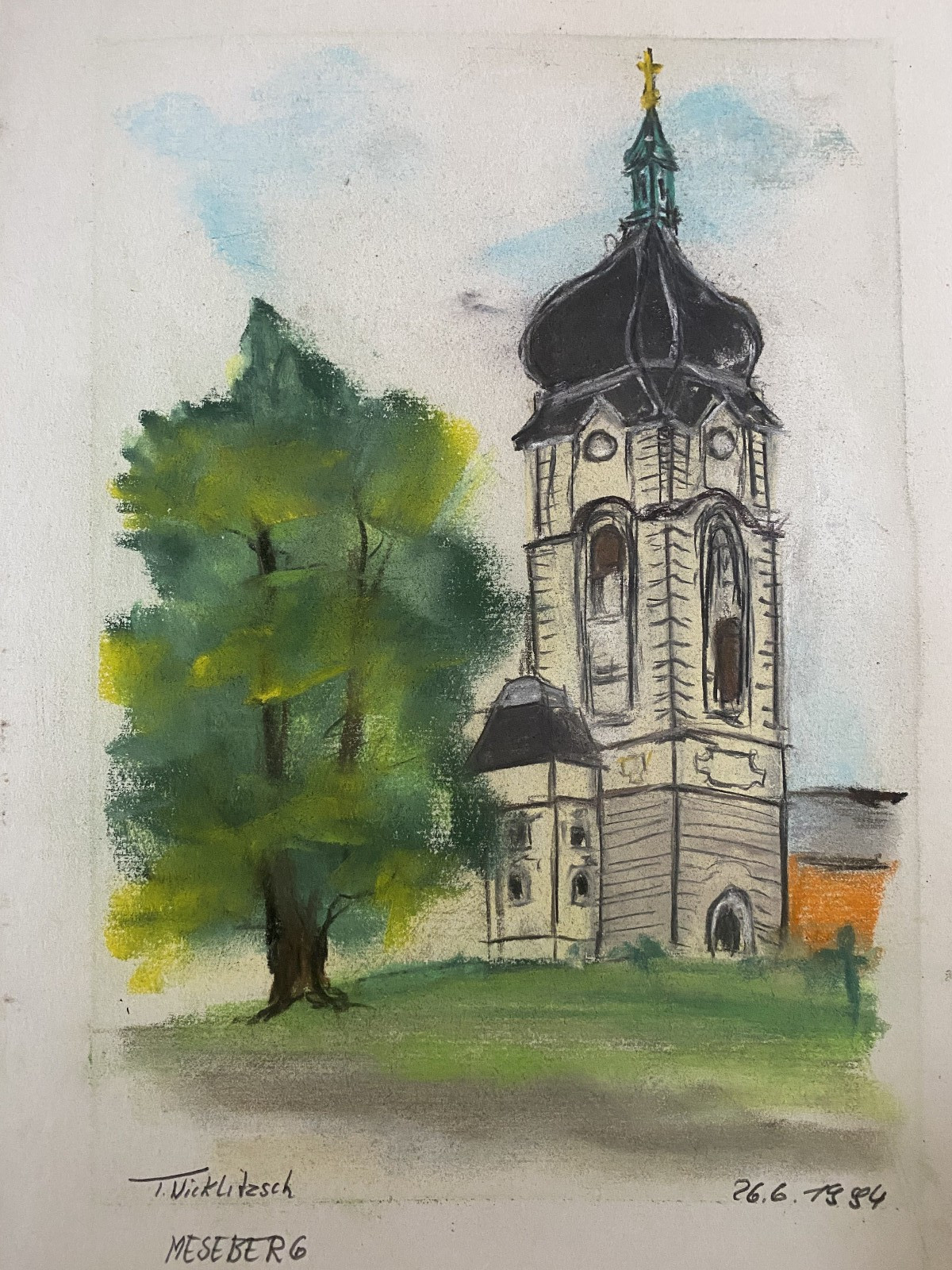 Tobias Nicklitzsch *1982 Berlin Pastell Brandenburg Dorfkirche Meseberg Gransee