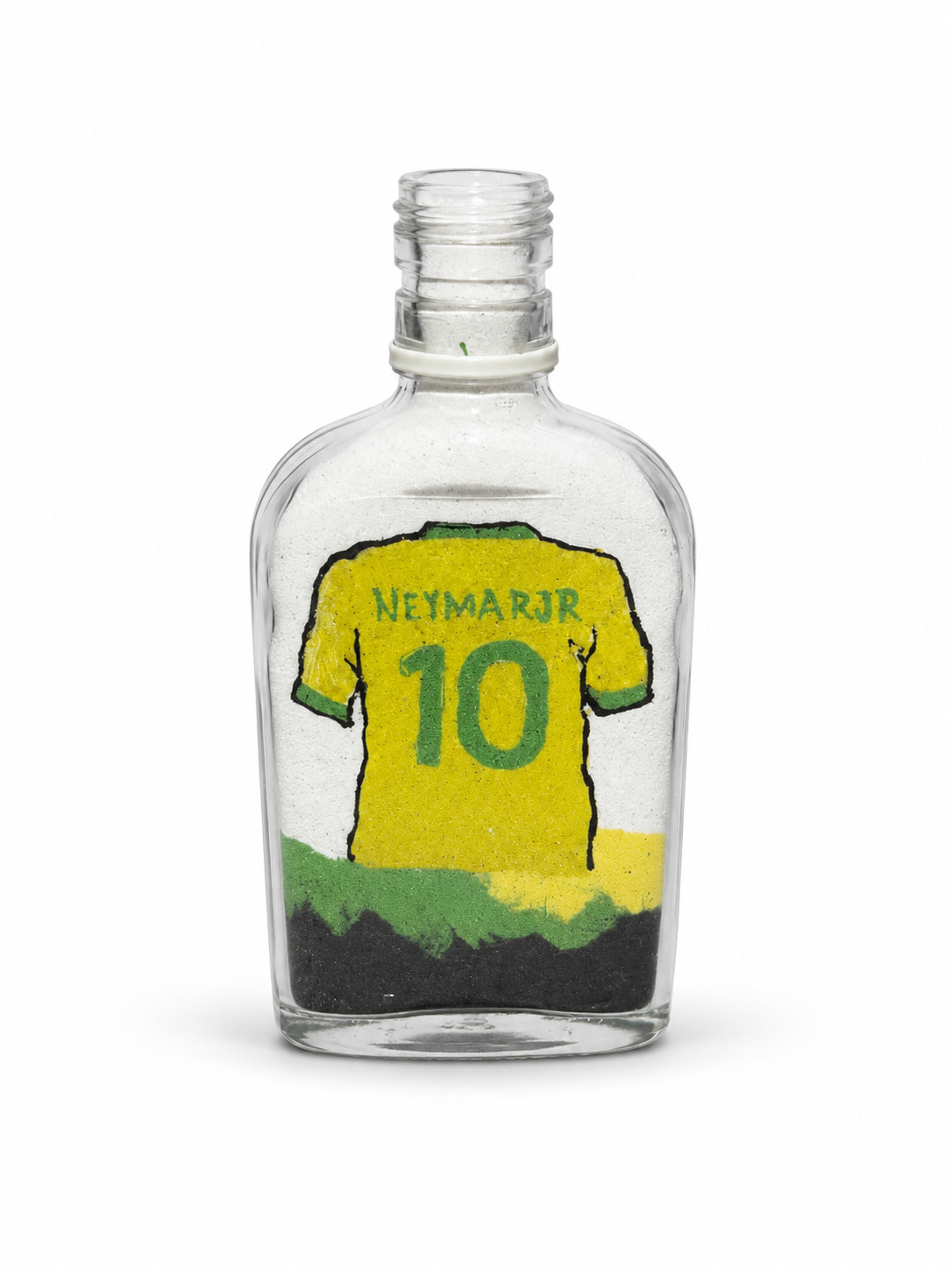 Neymar Jr #10 Handmade Sand Art Bottle Brazil Football Fan Gift Glass Decor