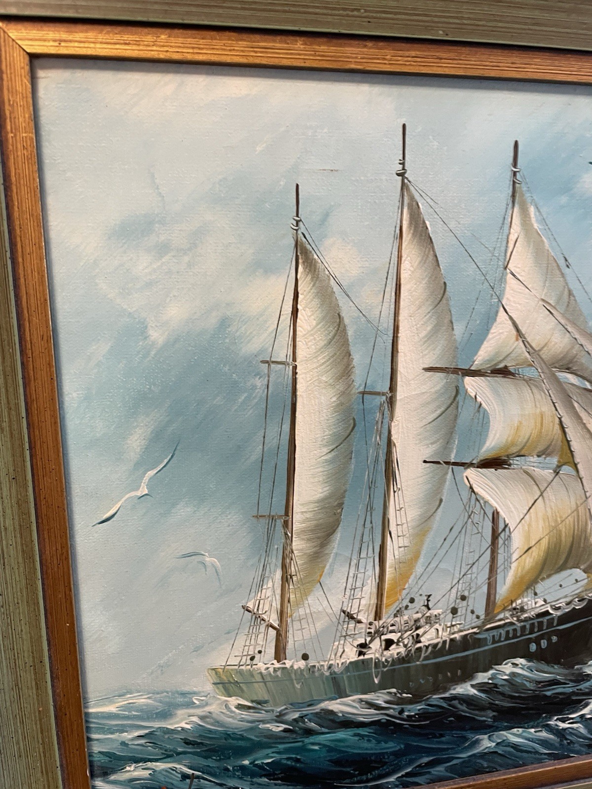 Original Rupert Hydan Maritime Nautical Sailing Ship Oil Painting Circa 1960s
