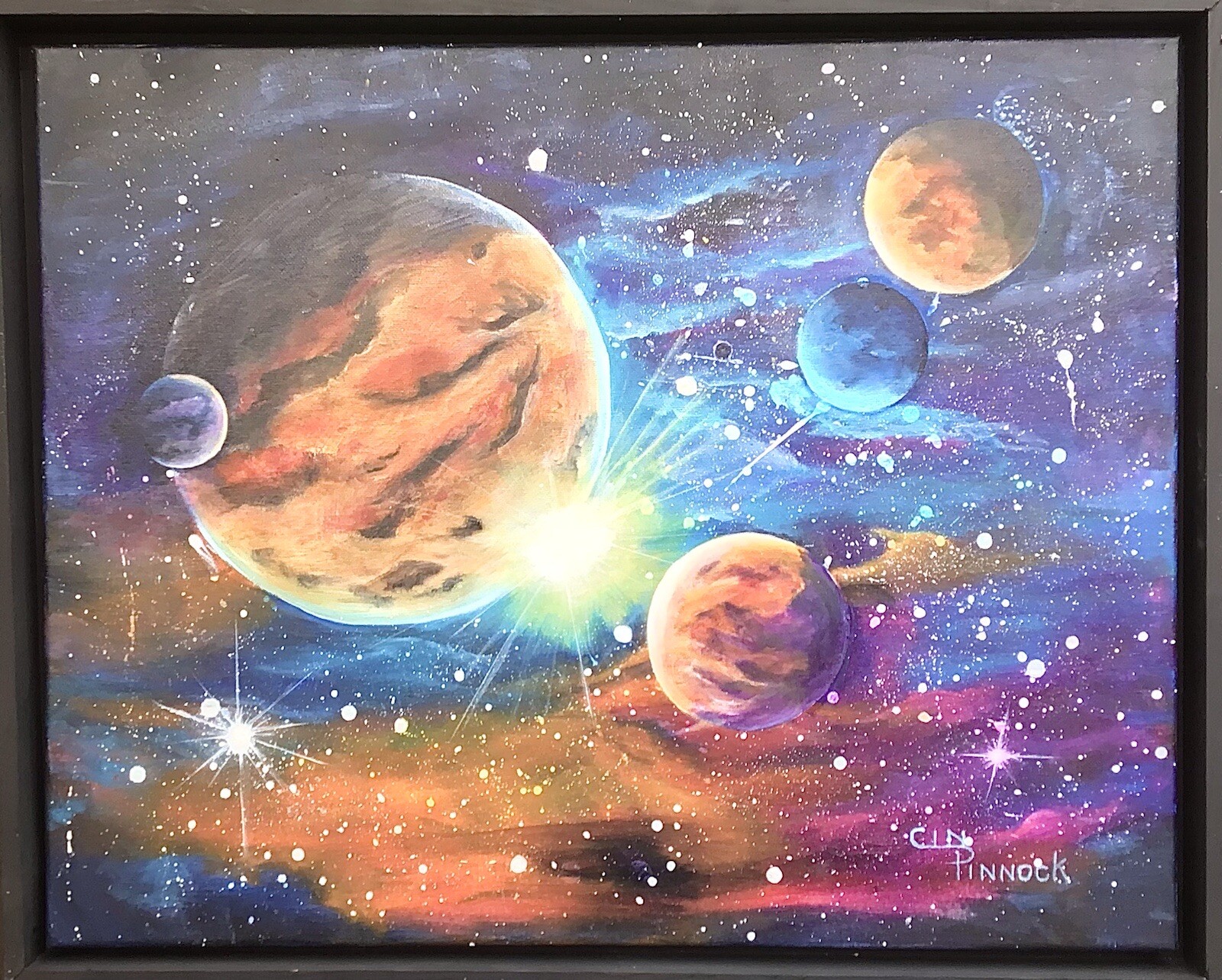 Galaxy Stars Moon, Planet wall art,original,painting, Acrylic landscape,planet
