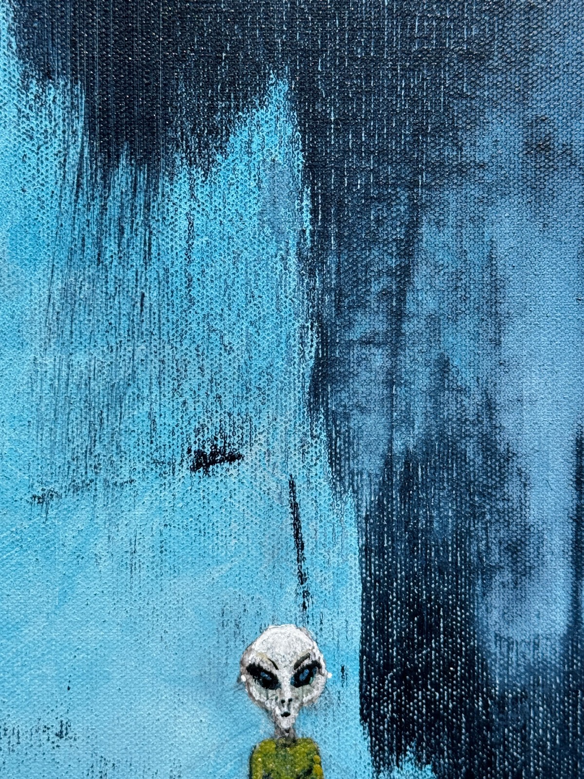 Alien Painting of Space Alien Art Outer Space Artwork Canvas Painting Original