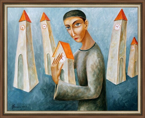 ORIGINAL OIL PAINTING canvas CONTEMPORARY ART Vlad Pronkin 2022 CLOCKTOWERS