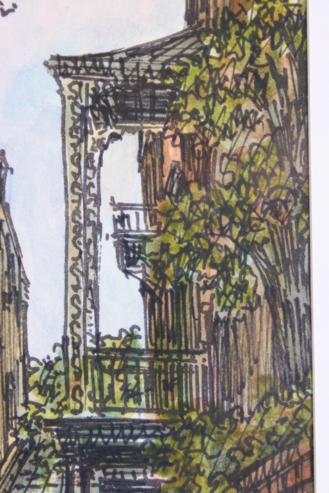 James JIM McCaffery WATERCOLOR INK SIGNED DATED 1983 New Orleans French Quarter