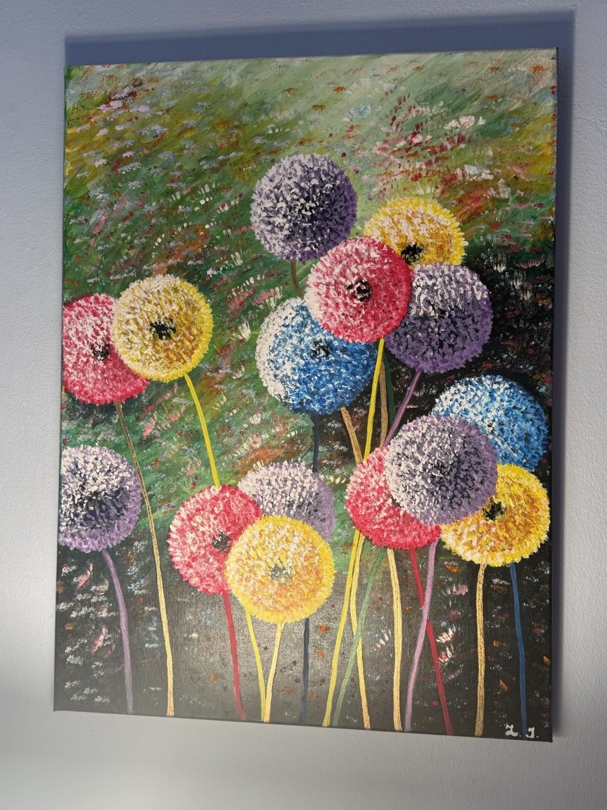 “Golden Bloom” — Original Textured Acrylic Painting with Gold Leaf 18×24