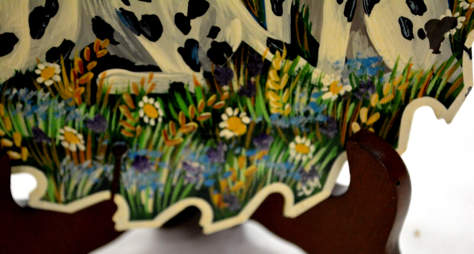 Dalmations in Field by Lori Mills heavy Laquer Top Custom Painted 7″ Saw Blade