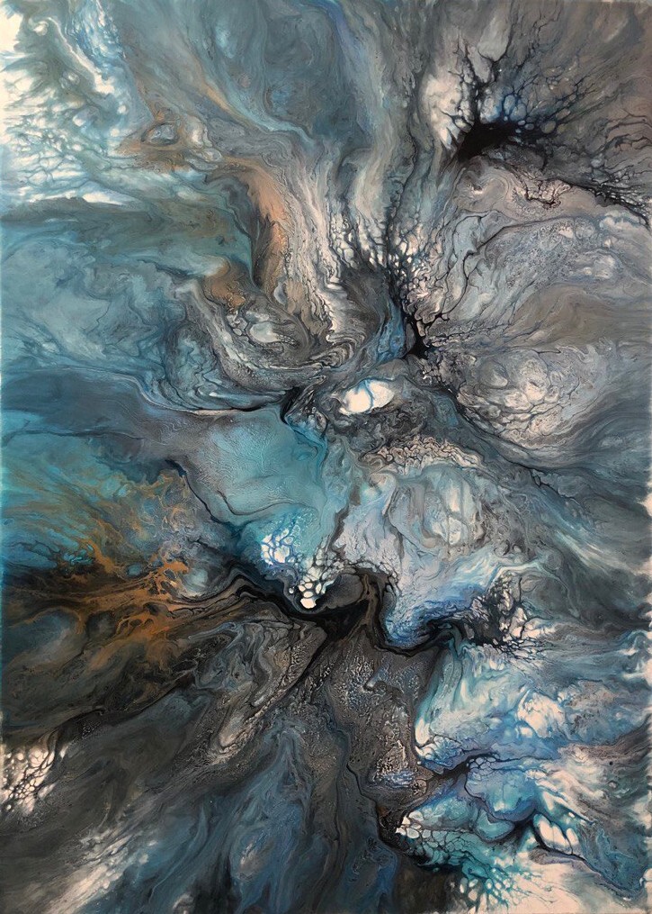 Acrylic pour painting on canvas Fluid art Original abstract painting Wall art