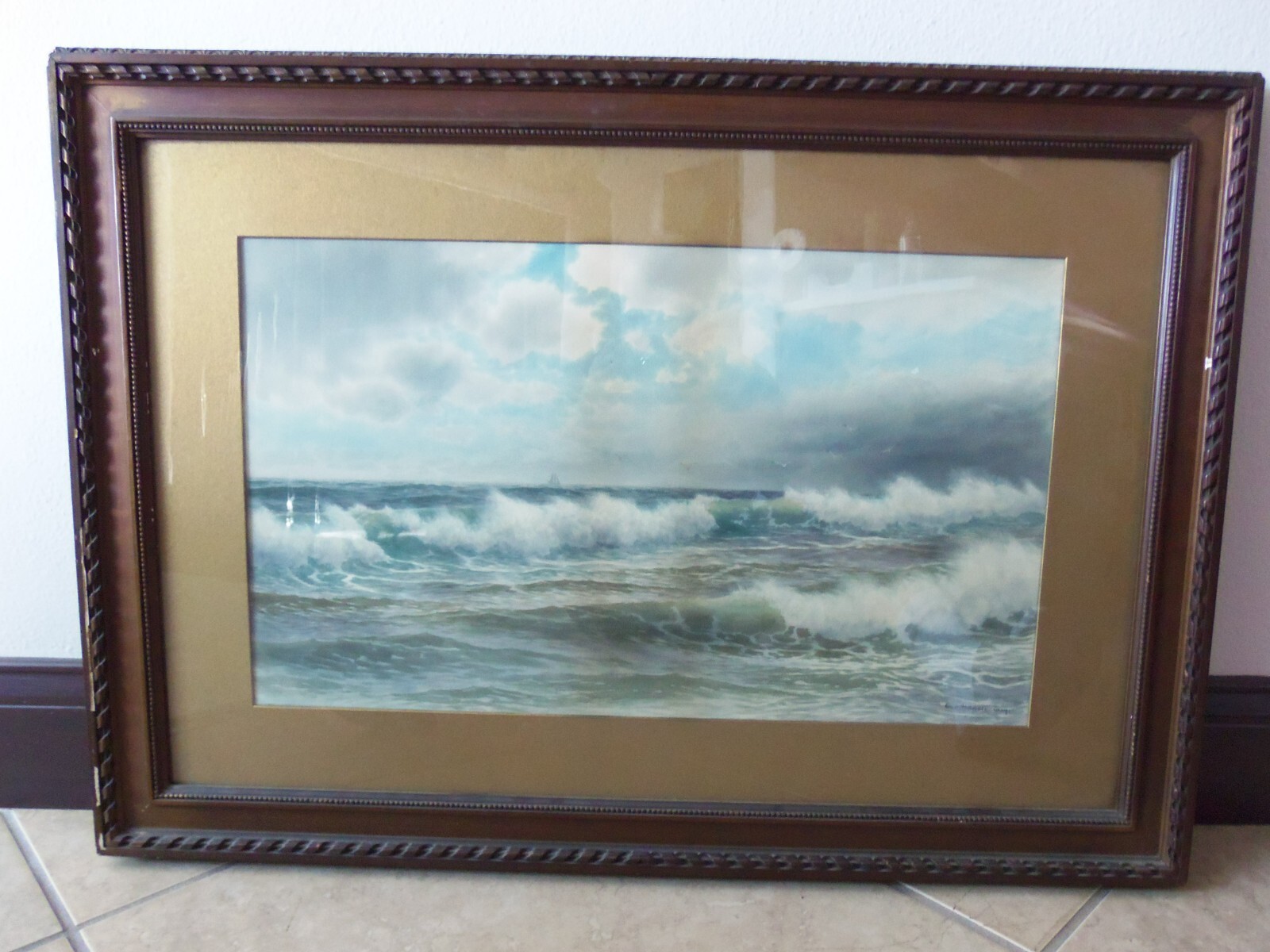 Untitled Seascape Watercolor c1900 George Howell Gay in Original Antique Frame