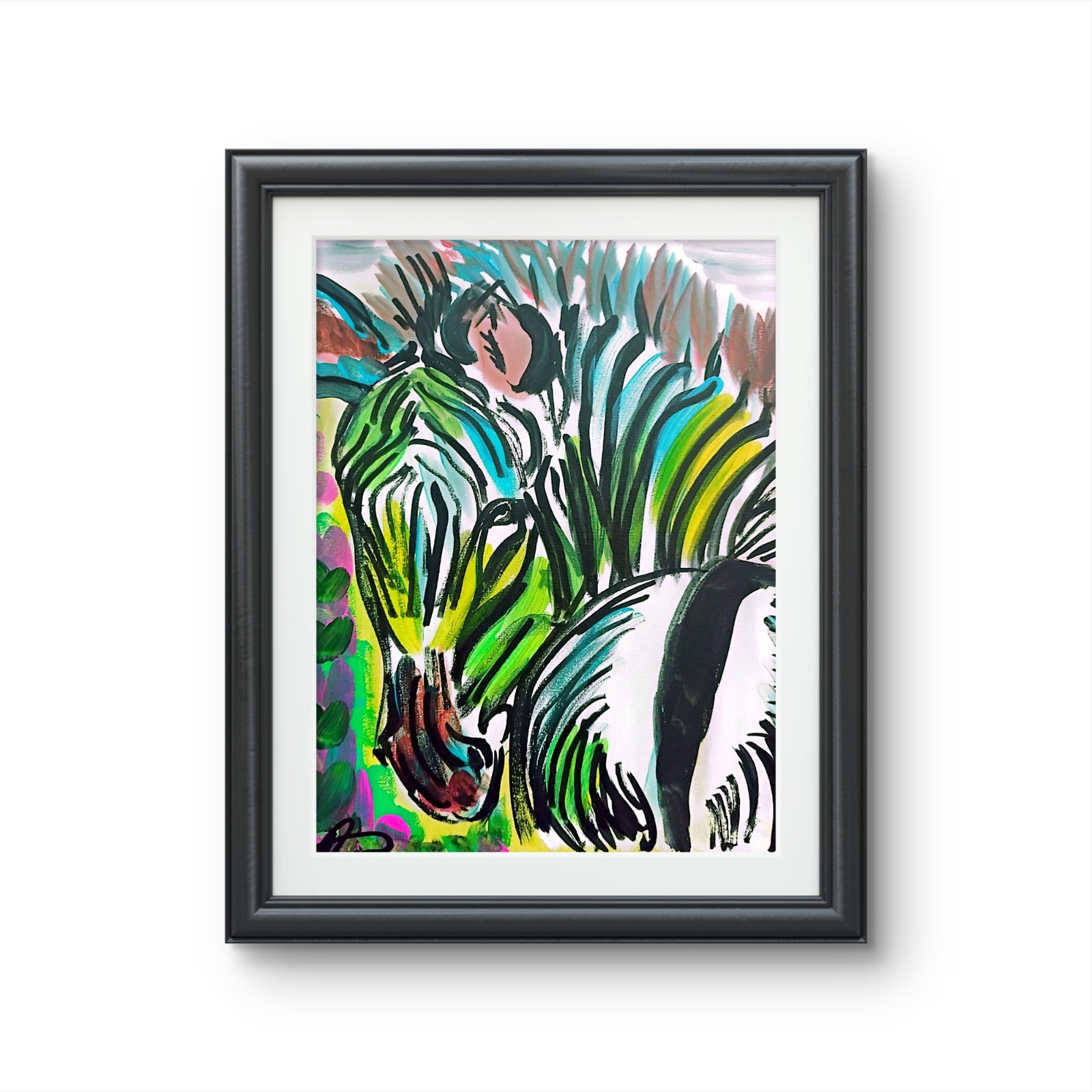 Original art 14 X 11 CANVAS Colorful Zebra Modern Art Acrylic Painting