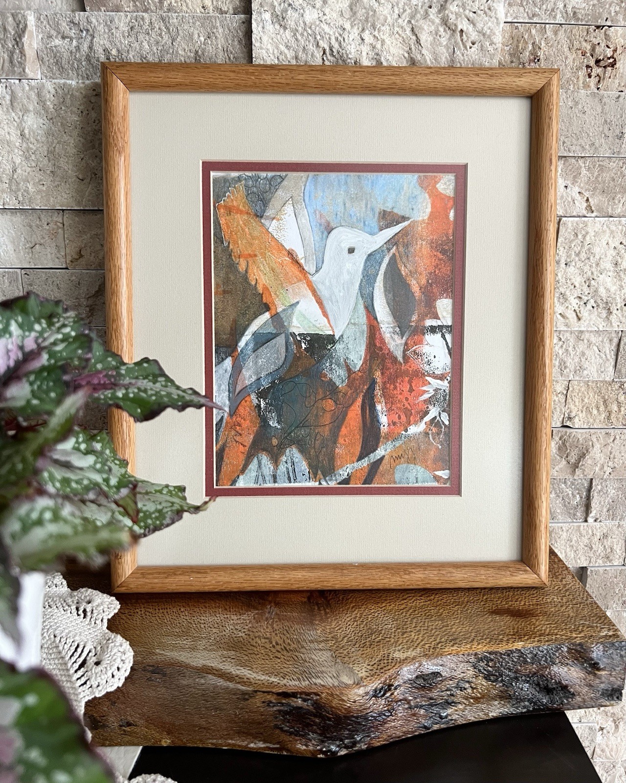 Original Abstract Bird Painting Mixed Media Artwork Ready To Hang Signed