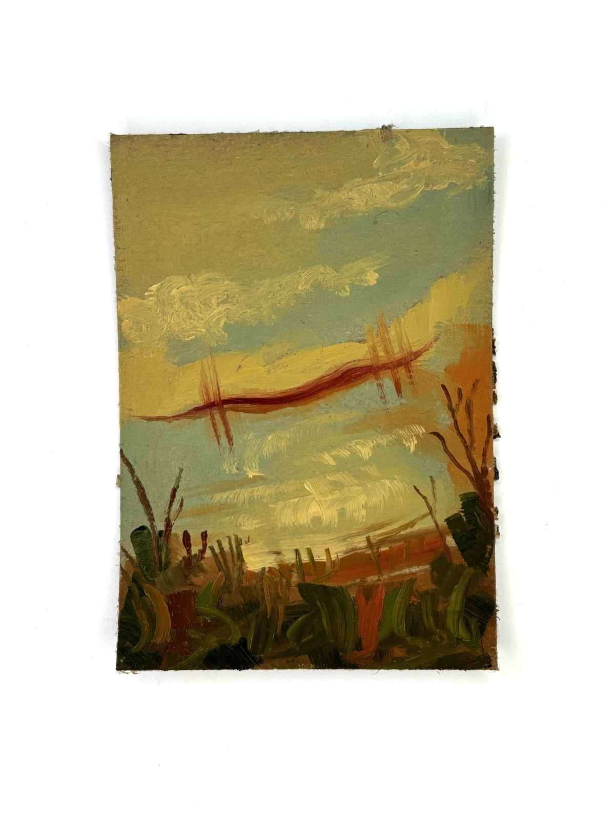 Aceo Original Art Card Oil Painting Western Mountains Nature Abstract Mikah