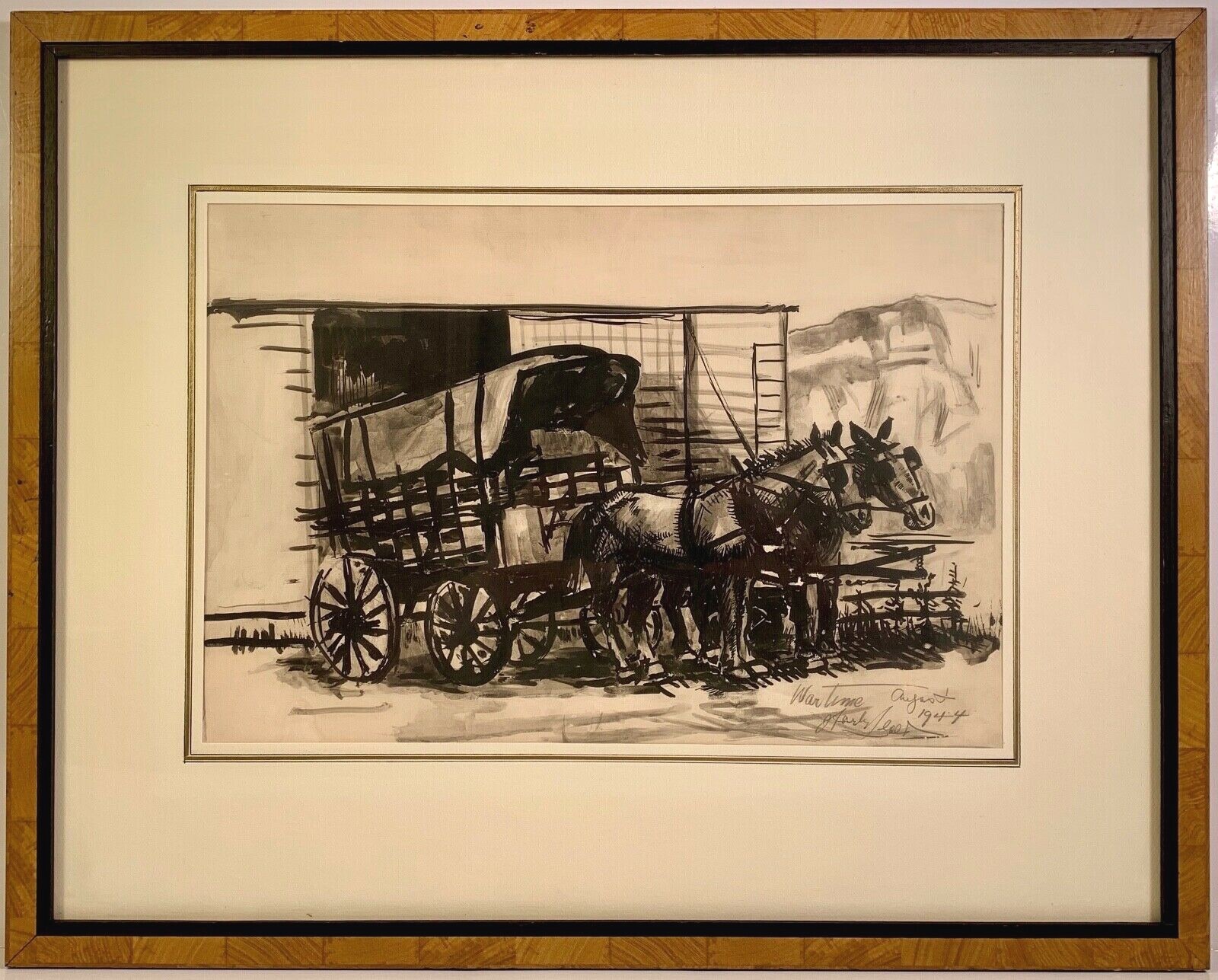 Listed Artist Richard Hayley Lever (1876-1958) Signed Ink & Wash Painting c.1944