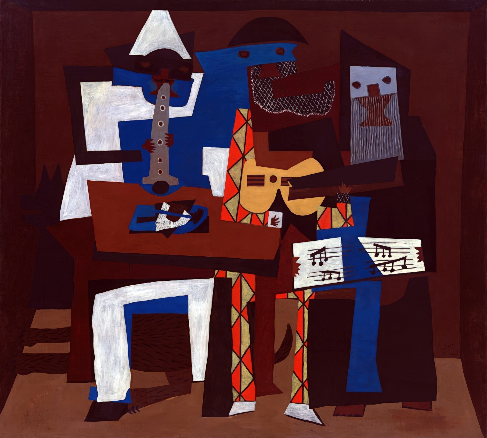 Three Musicians Painting by Pablo Picasso Reproduction