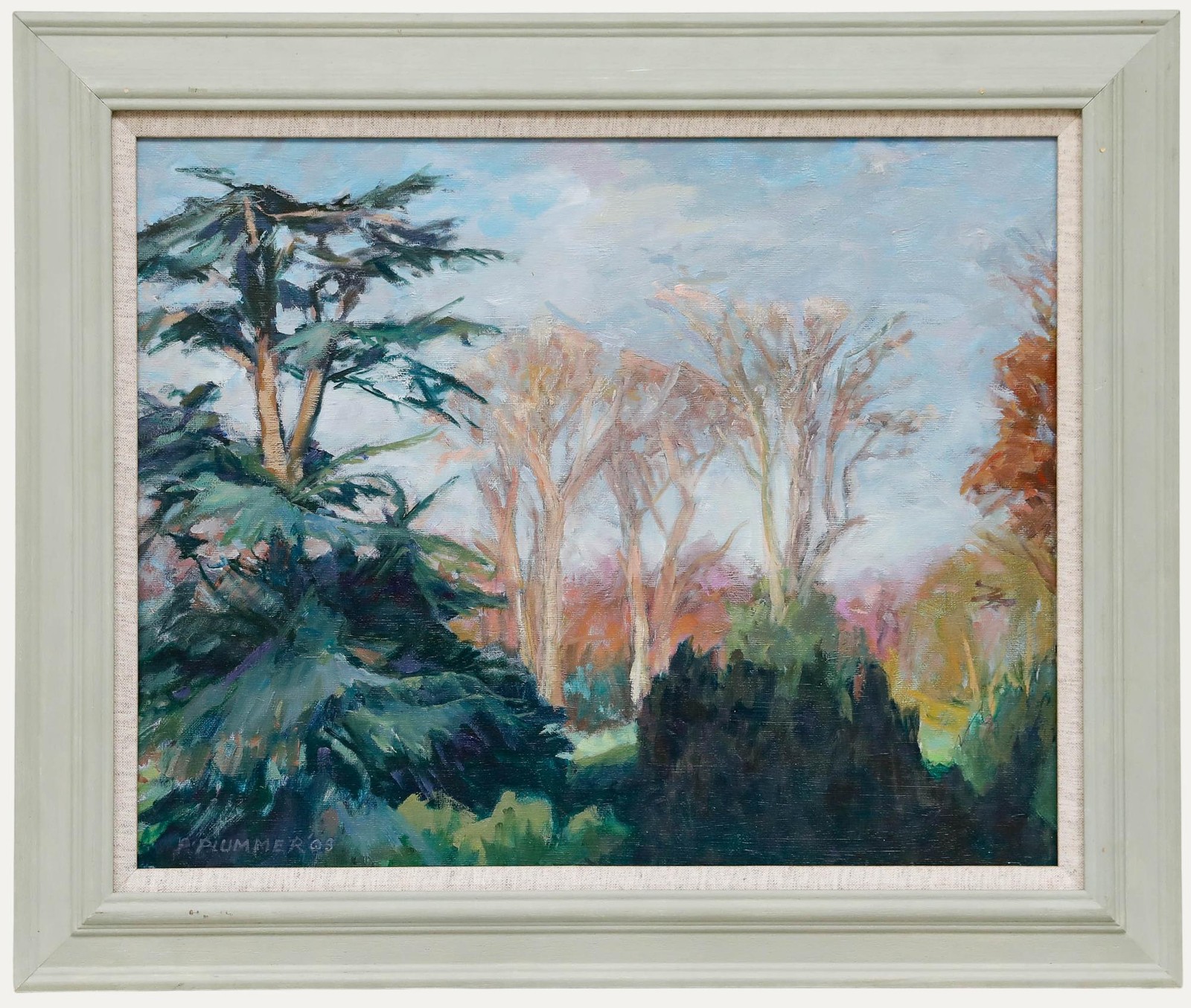 Pauline Plummer (b.1933) – Framed Contemporary Oil, Old Lebanon Cedar