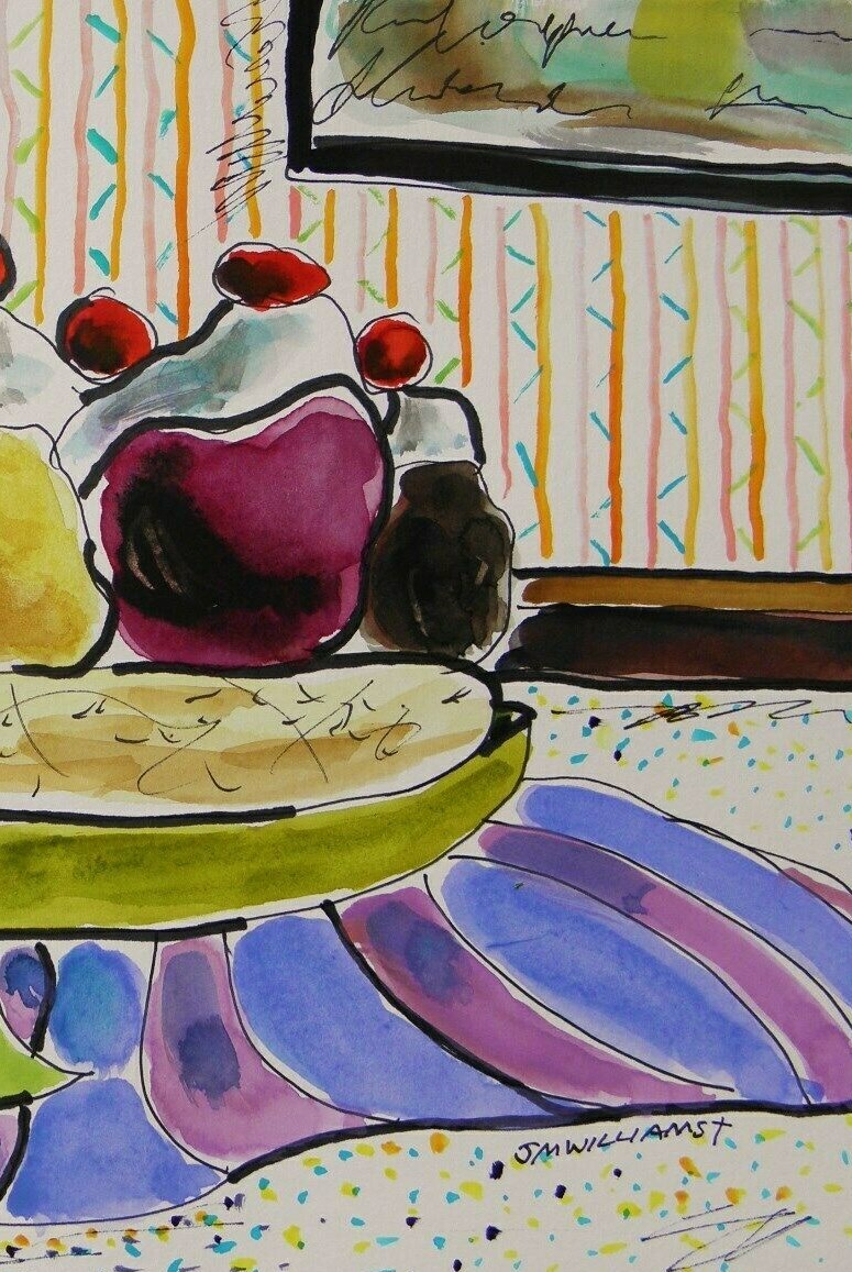 Original Bakery Sketch food ice cream sundaes Watercolor Impressionism