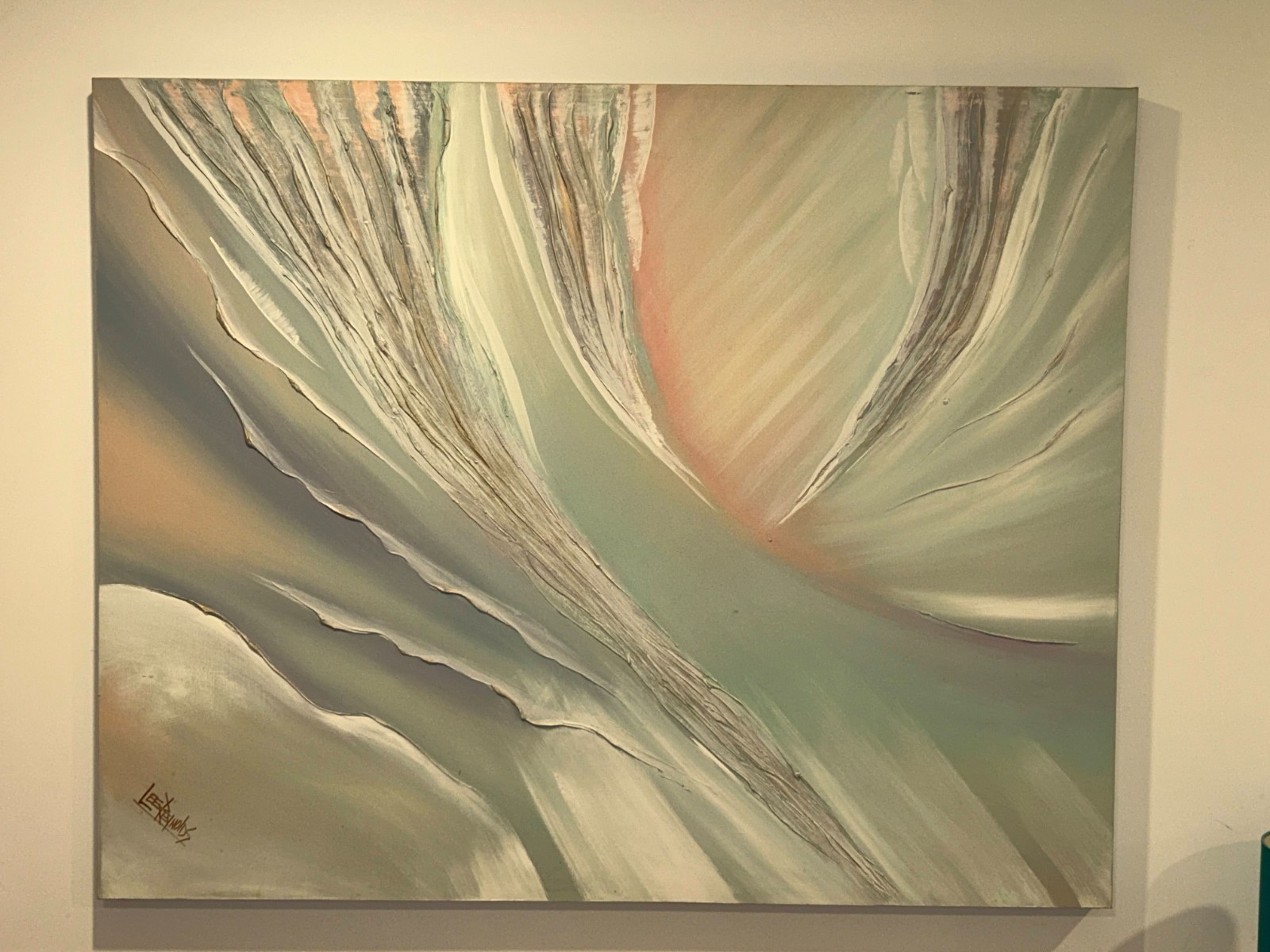Lee Reynolds Vanguard Studios Retro Abstract Textured Oil Painting Huge 60×48