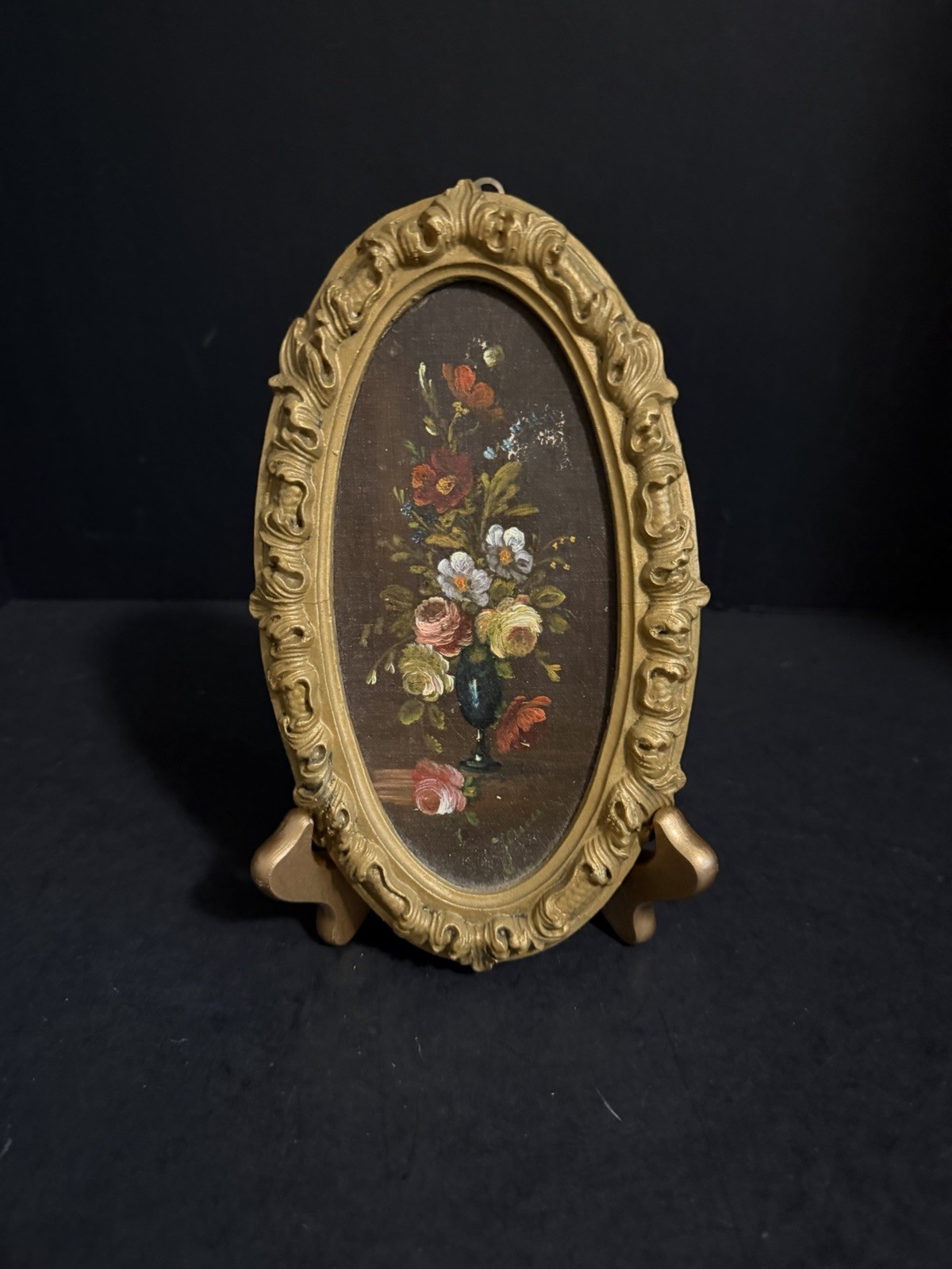 Vintage Made in Italy Small Oil Floral Still Life Signed