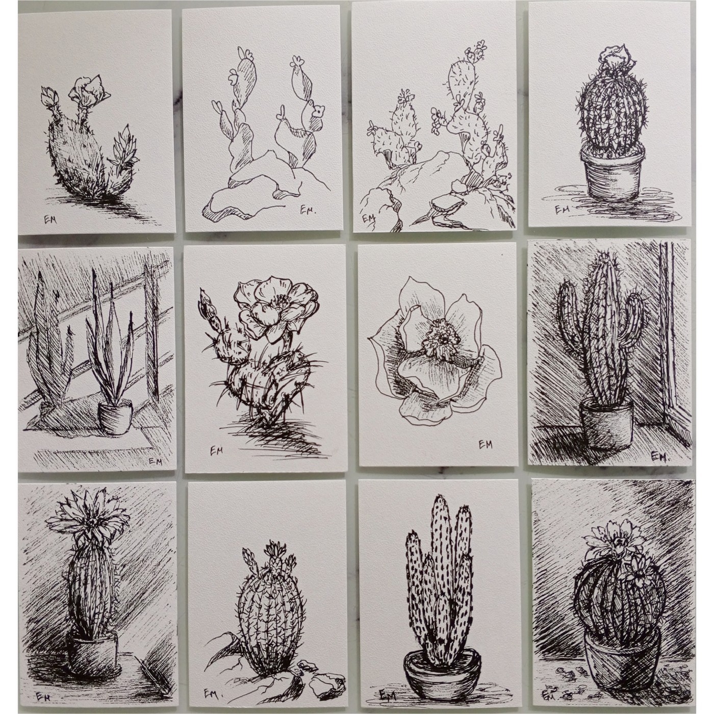 ACEO Original Cabin River Lake Cactus Yucca Desert Landscape Mountains West Set