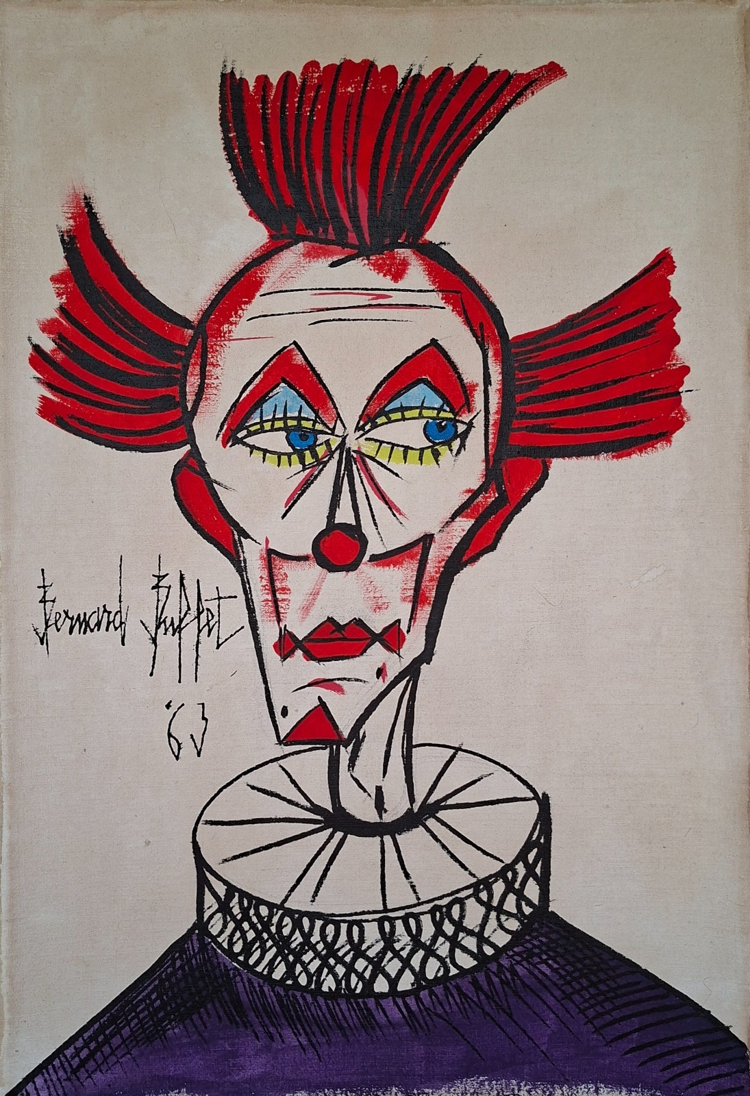 Bernard Buffet Signed Expressionist Oil Painting on Canvas – French Modern Art