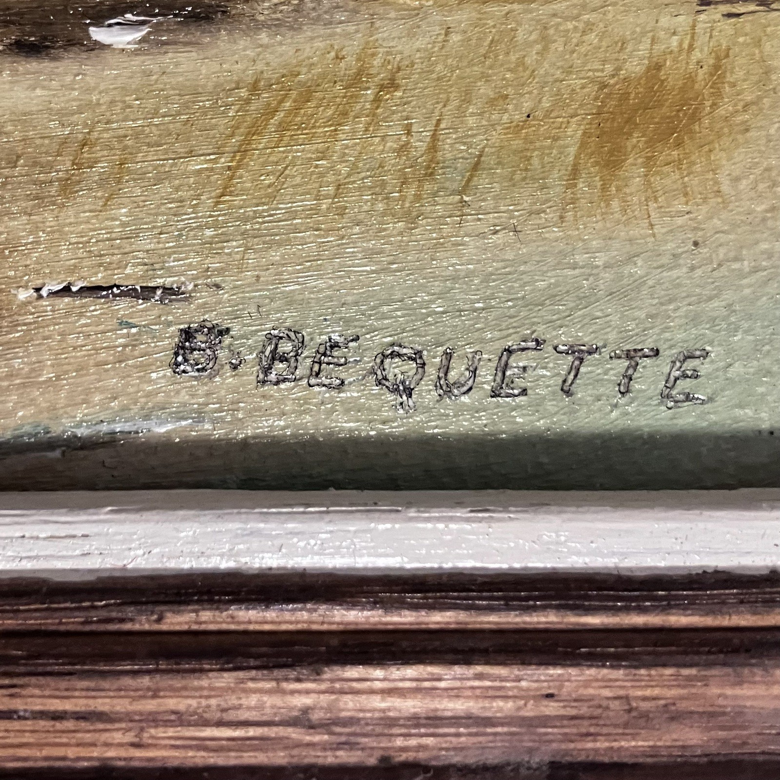 Small OIL LANDSCAPE Signed ‘B. Bequette’ / DUCKS OVER WETLAND / 5×7 Inches