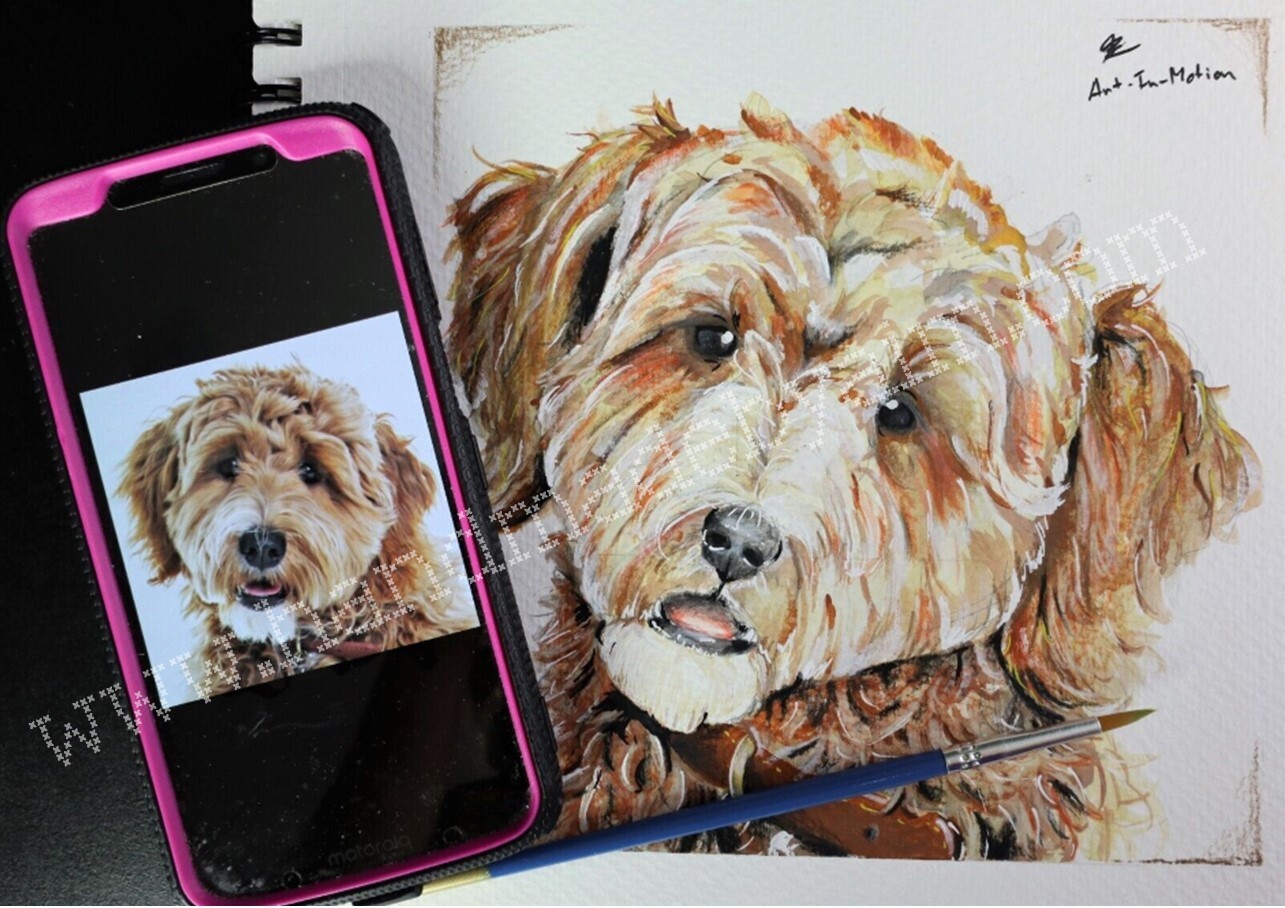 Custom Mixed Media Pet Portraits From Your Photo 7″x7″ Commission Gift Dog/Cat