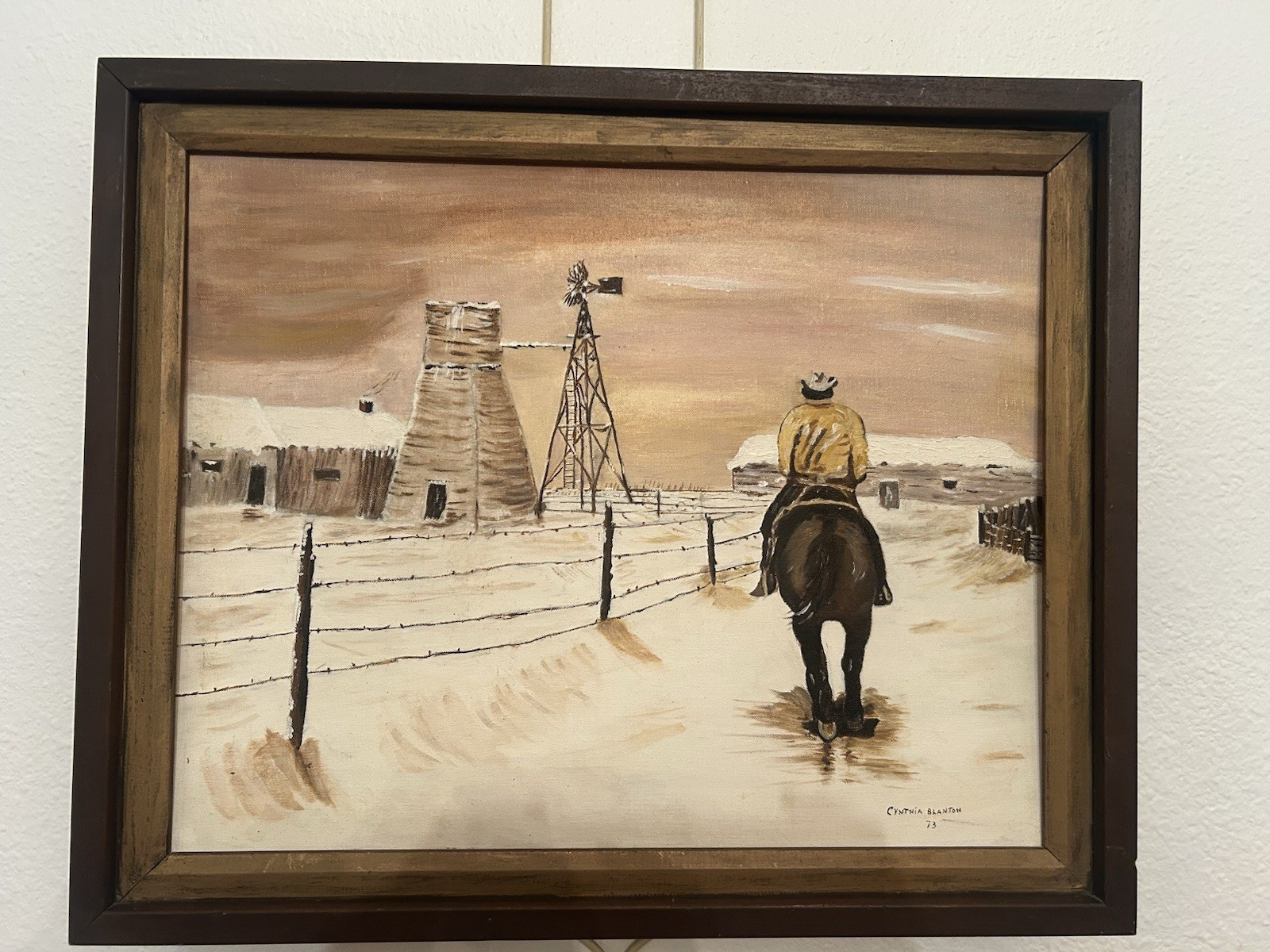 Vintage Framed Western Oil Painting Signed Original 23×19