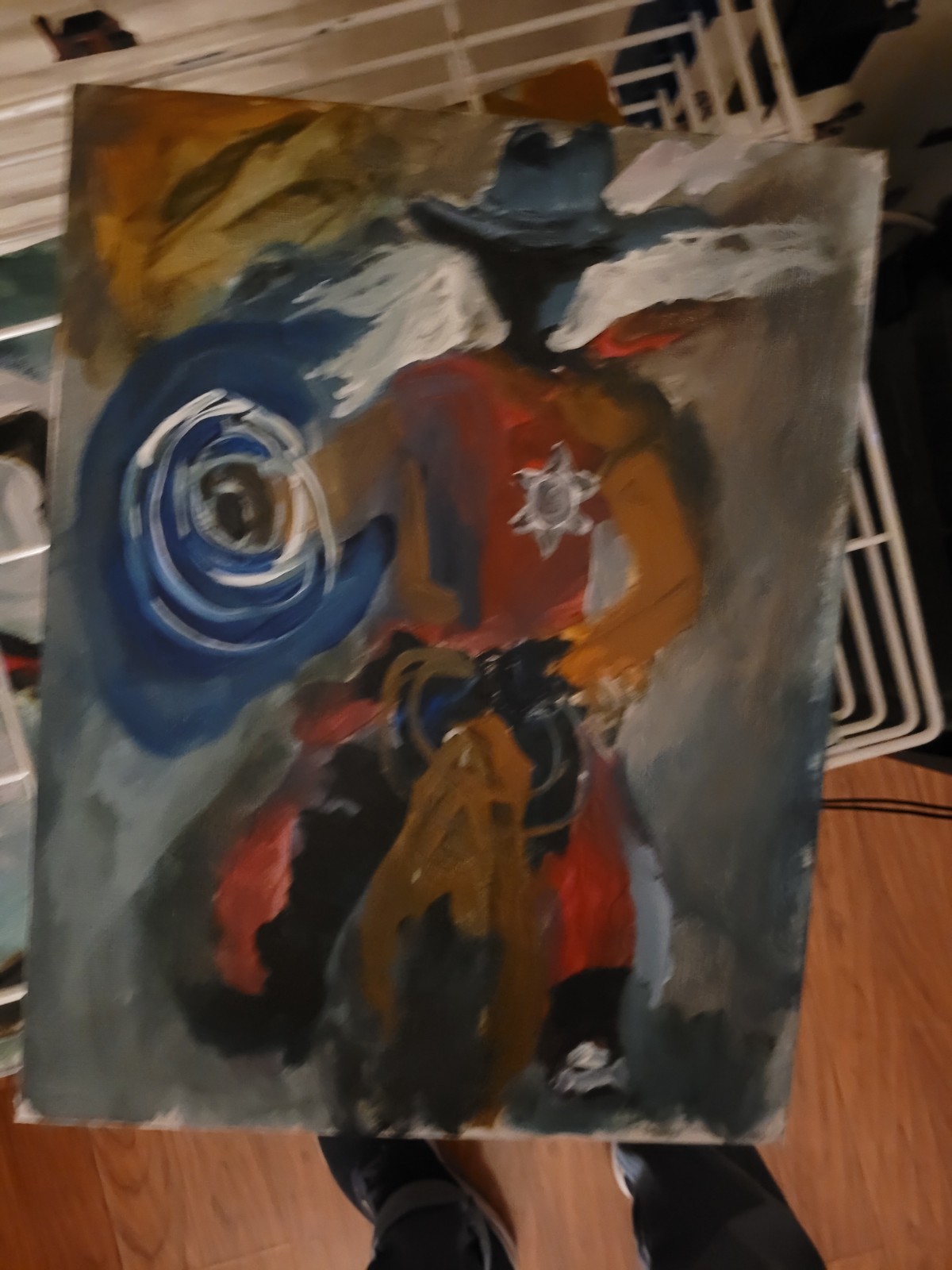 Cowboy Unique Abstract Expressionism Wall Art Canvas Board 11×14