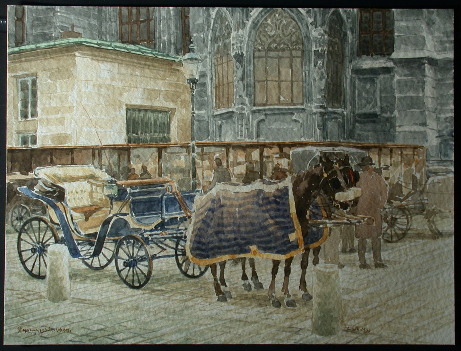 Michael Talik (Poland 1948 – ) Fiaker at Stephansplatz – Vienna 1990.