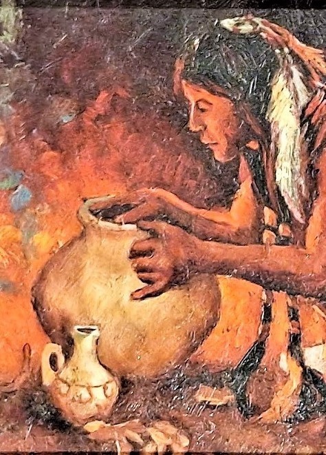 After Eanger Irving Couse (American, 1866-1936) – Oil Painting – ‘Pottery Maker’