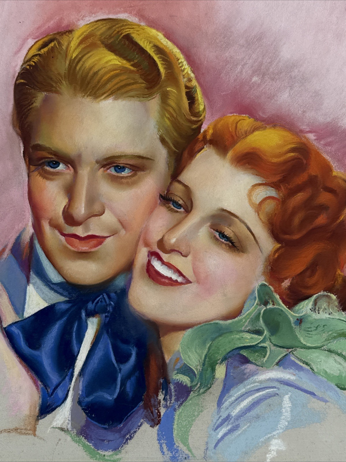 ANTIQUE ART DECO DRAWING PAINTING PORTRAIT ICONIC PRETTY WOMAN FEMALE MODEL MAN
