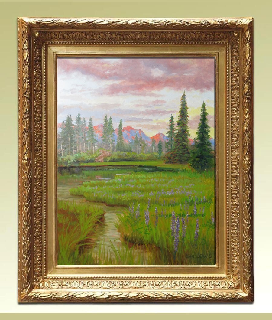 Original Oil Painting Landscape Mount Baker Washington 16×20 Sallows Pine Trees