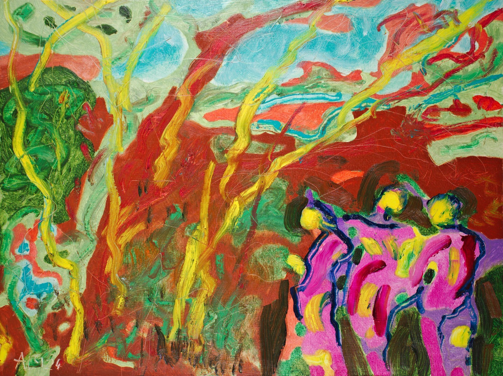 Oil painting panel painting Alexander Paris unique sig. Prof.em A. Loeschner-Gornau