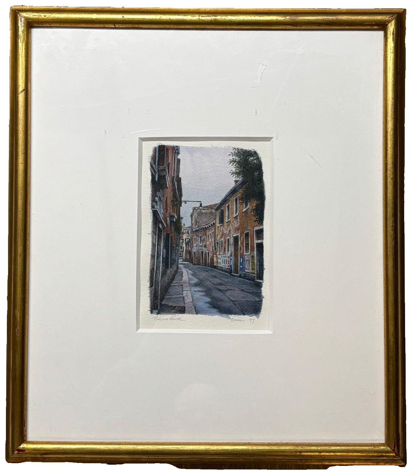 Original FREDERICK BROSEN ‘Piscina Venier’ VENICE Architecture Realism PAINTING
