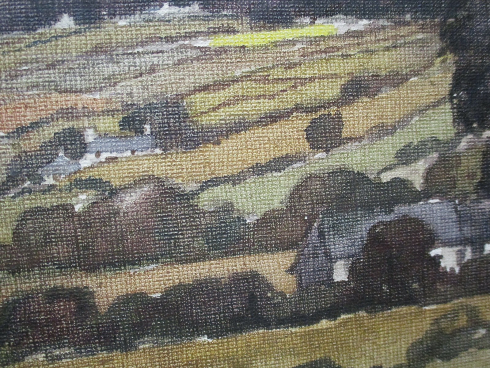 ANTIQUE VINTAGE IMPRESSIONIST LANDSCAPE PAINTING ROLLING HILLS MOUNTAIN TOWN