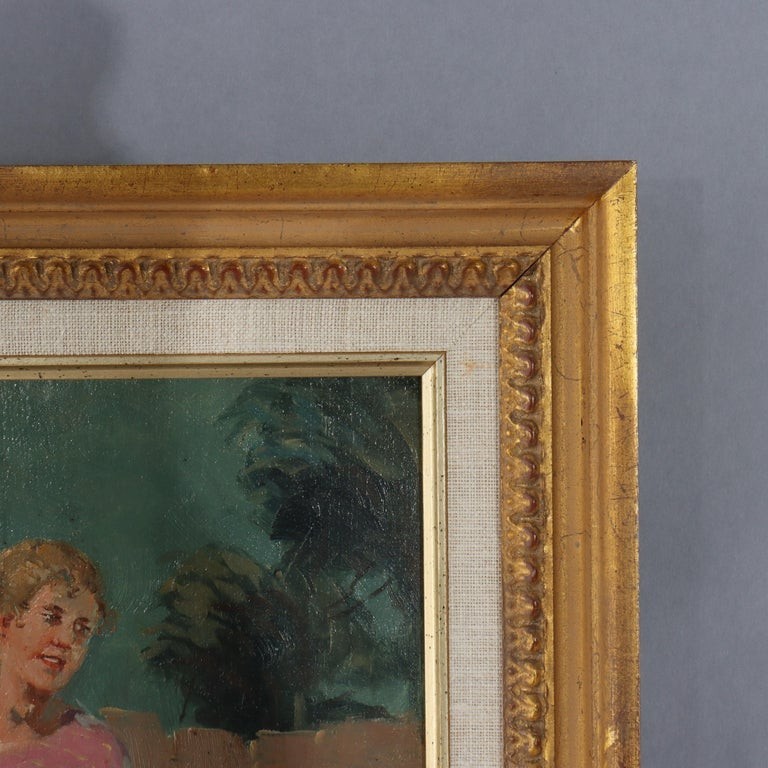 Oil On Panel Painting Of A Peasant Woman With Basket, Artist Signed, C1900