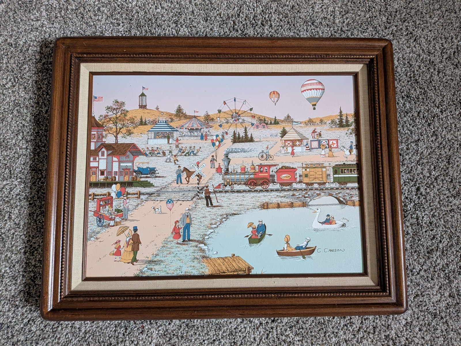C. Carson Framed Carnival Hometown Circus Fair 12*16 frame