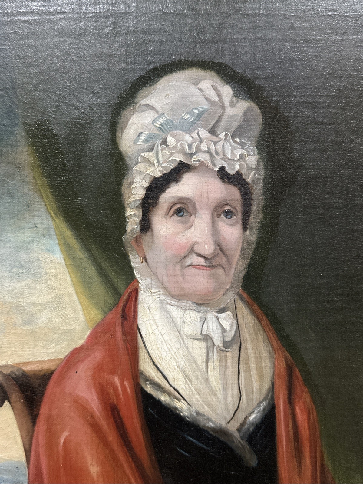 19thC Antique GEORGIAN / REGENCY Era LADY in BONNET Old ESTATE PORTRAIT PAINTING