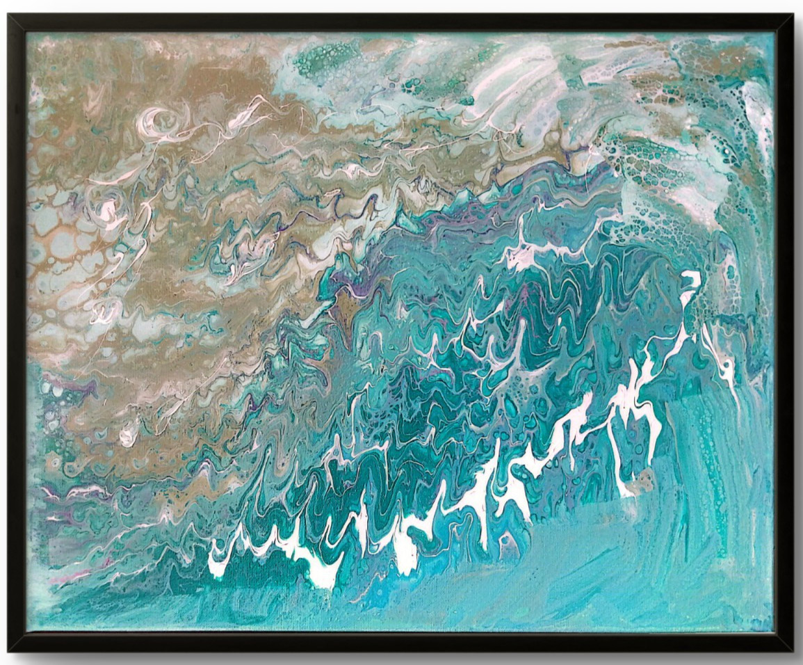 Modern Expressionism 16×20 Colorful Ocean Signed Original Canvas Art Home Decor
