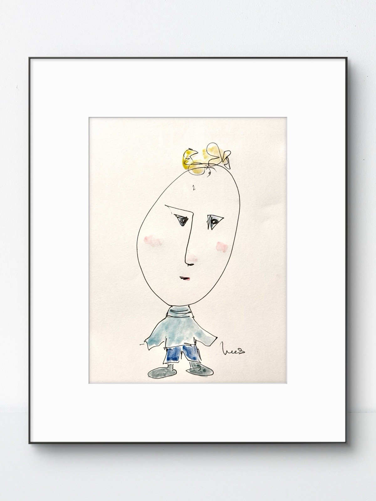 SAMATOWIC Original Abstract9x12 Funny Man Hand Drawn Paper Signed Art 24